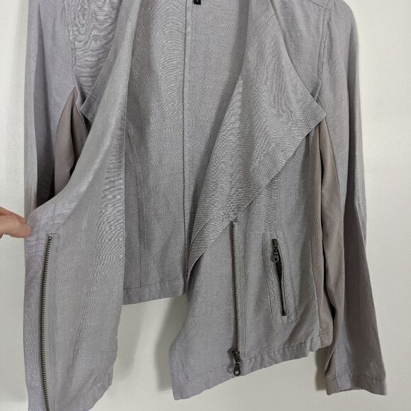 Nic + Zoe Taupe Linen Fitted Jacket Small - Picture 6 of 9